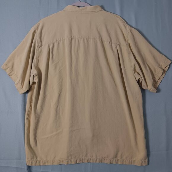 Tommy Bahama Mens XL 100% Silk Shirt  Island Button Up Classic Beige Throwback - Picture 2 of 14